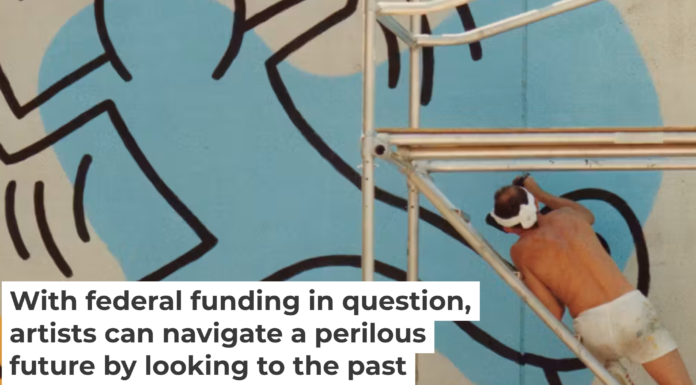 Keith Haring paints a mural in New York City on Aug. 20, 1987. Mark Hinjosa/Newsday RM via Getty Images